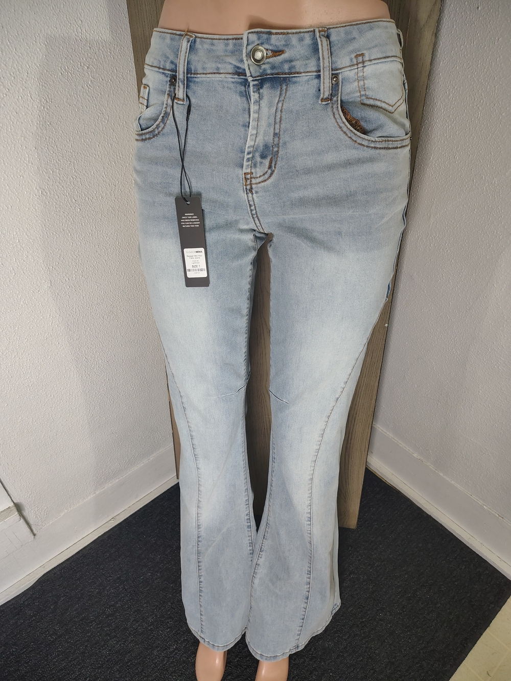 Fashion Nova Light Blue High-Rise Flare Jeans